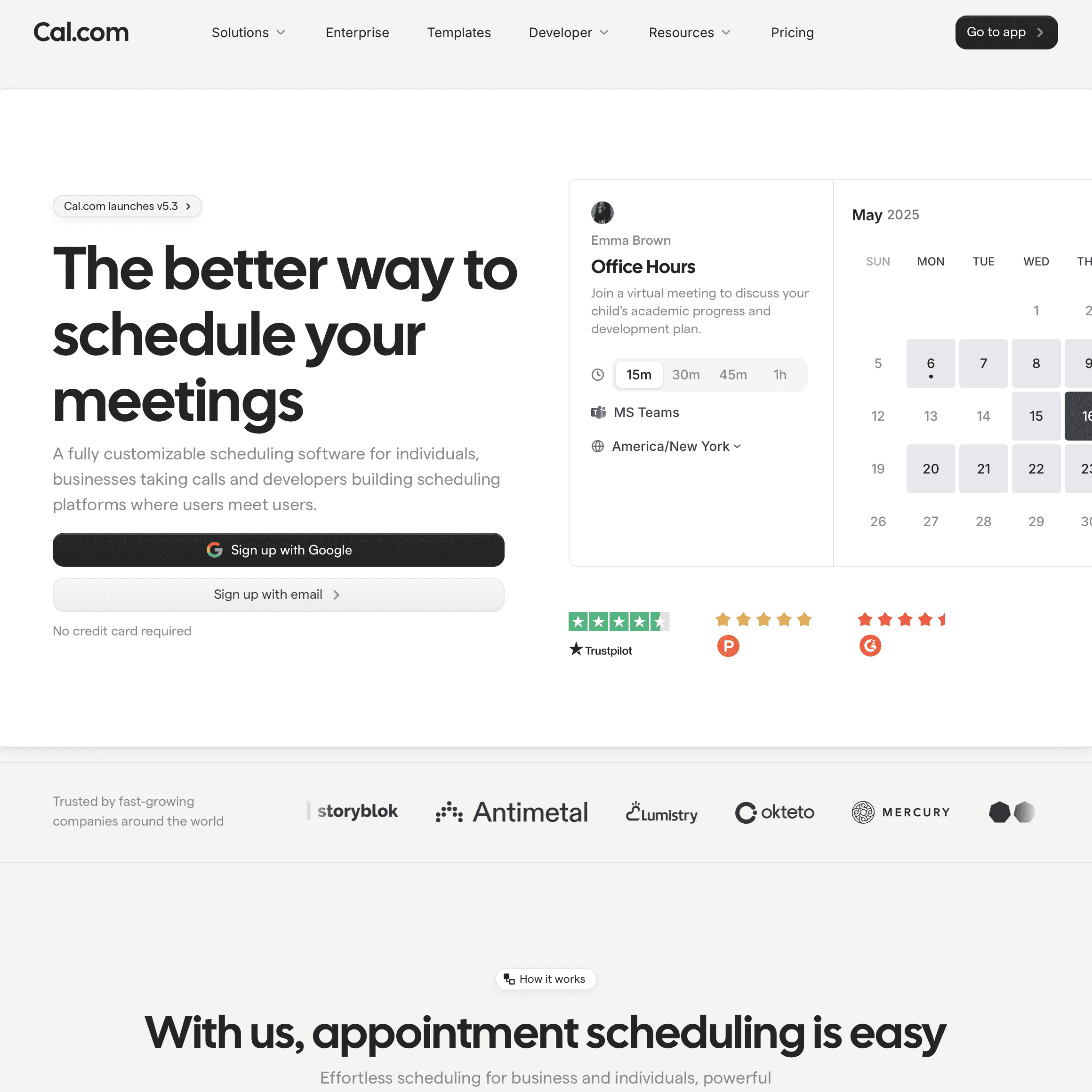 Cal.com website built with Framer