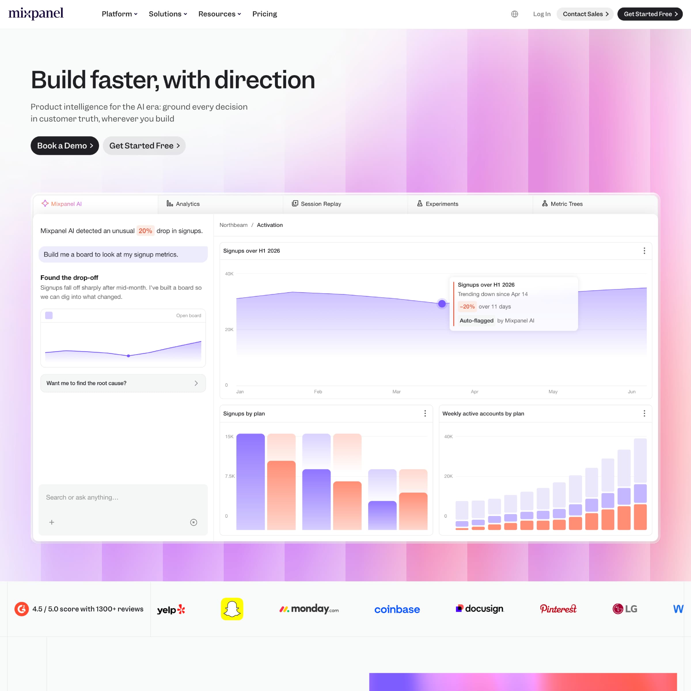 Mixpanel website built with Framer