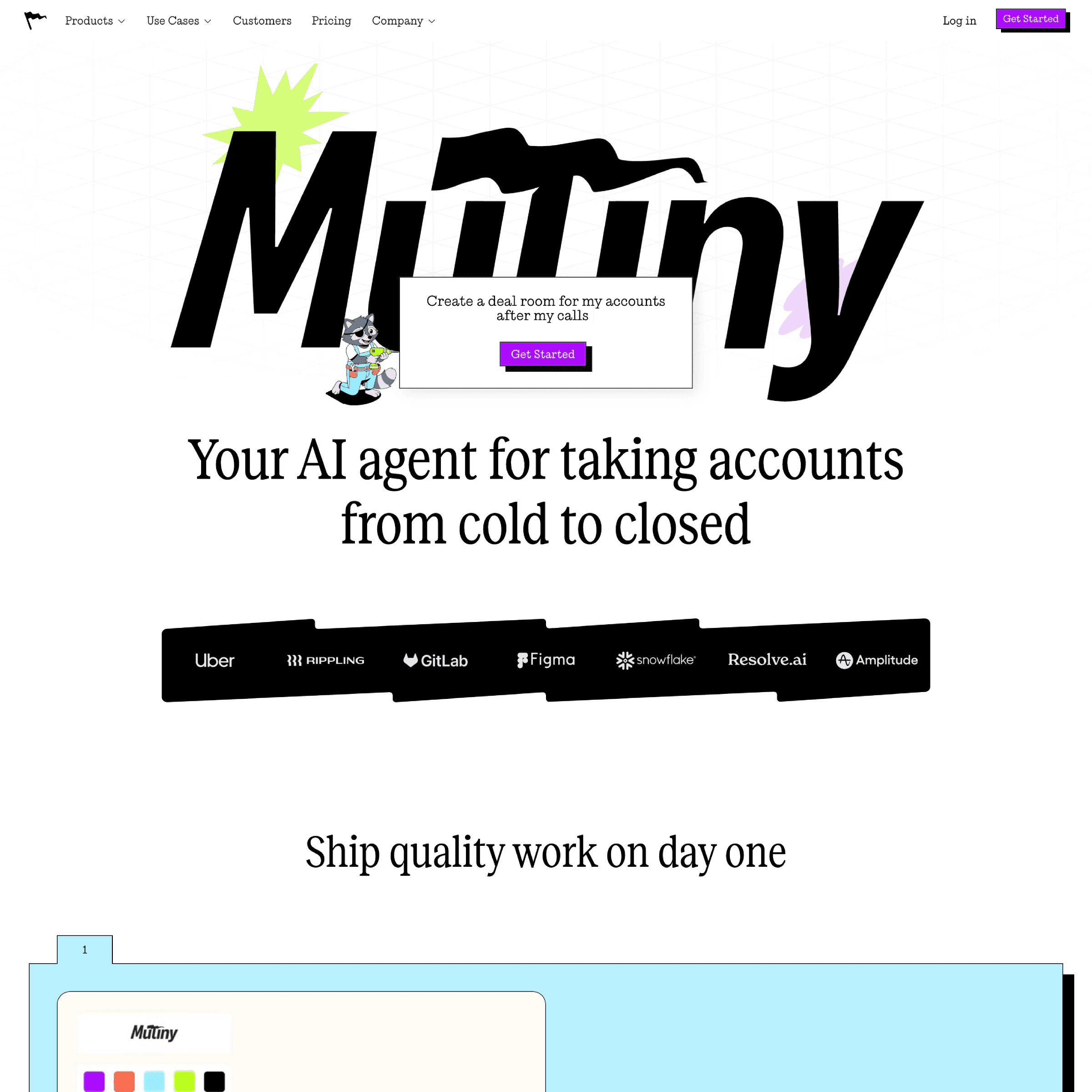 Mutiny website built with Framer